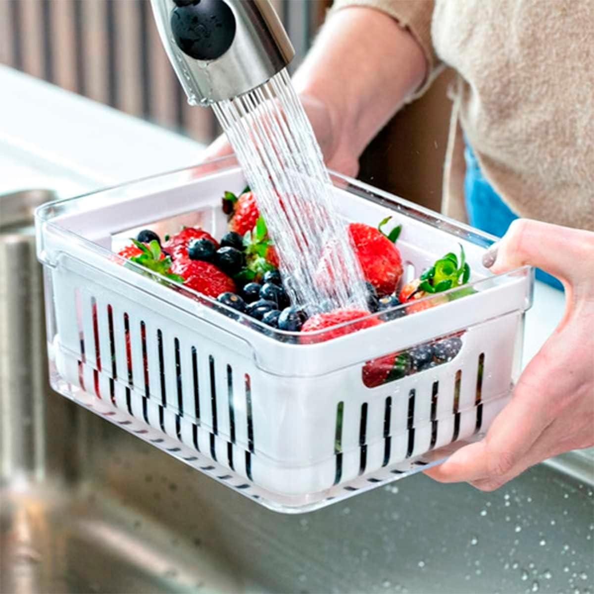 Kit de 4 Organizadores de Geladeira y Armario de Cocina de 2,2 Litros para Alimentos y Vegetales
