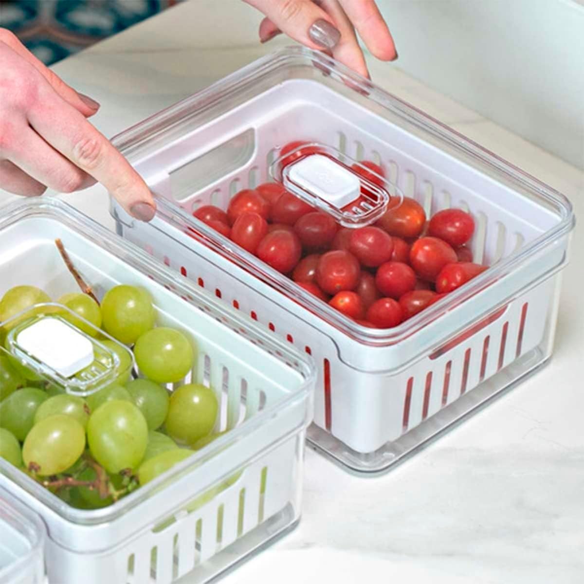 Kit de 4 Organizadores de Geladeira y Armario de Cocina de 2,2 Litros para Alimentos y Vegetales